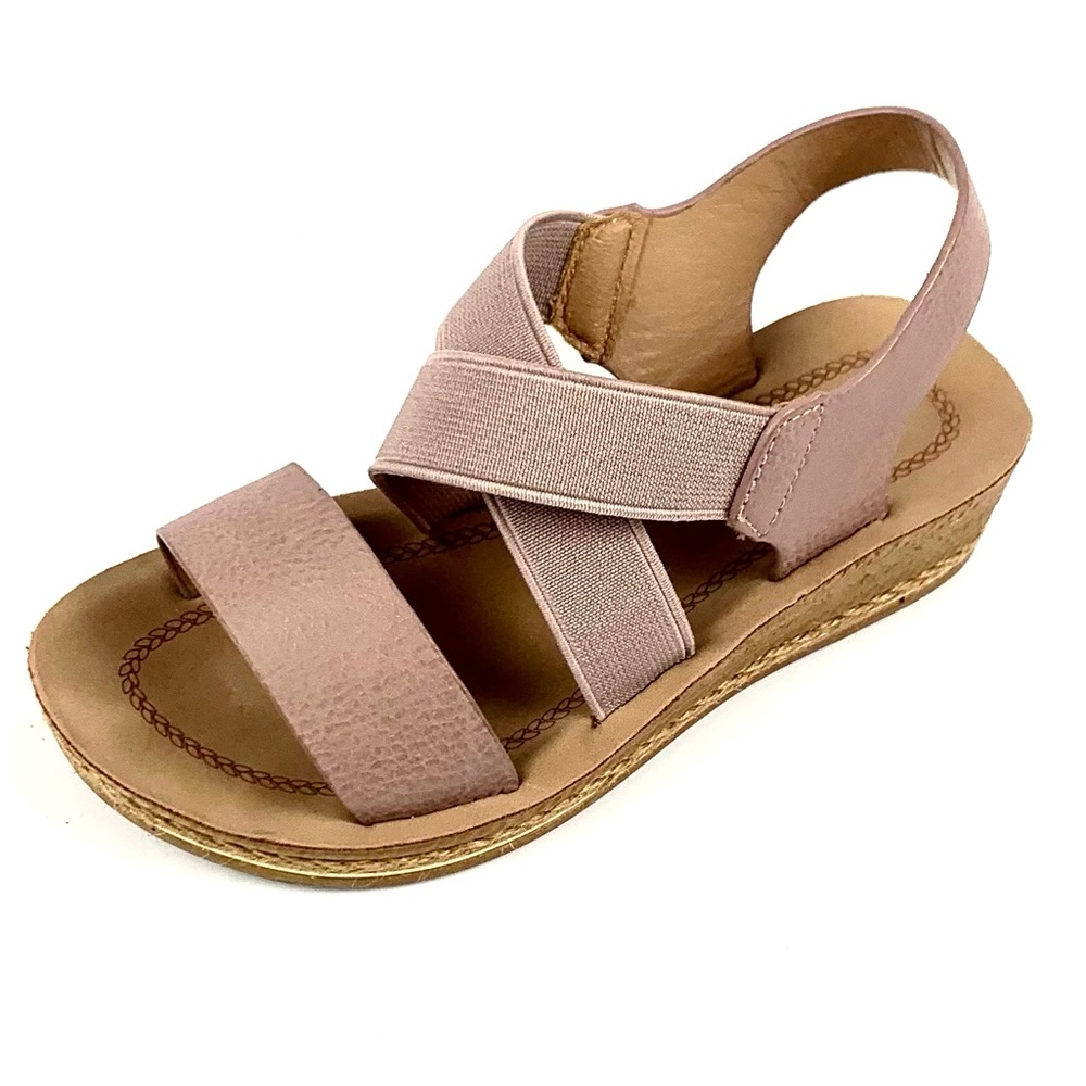 Link Comfort Girls Faux Leather Tan Strappy Sandals Size 11